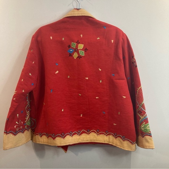 PASSION Sz XL Super Colourful Embroidered Appliqué 100%  Cotton Lined Jacket - Picture 12 of 12